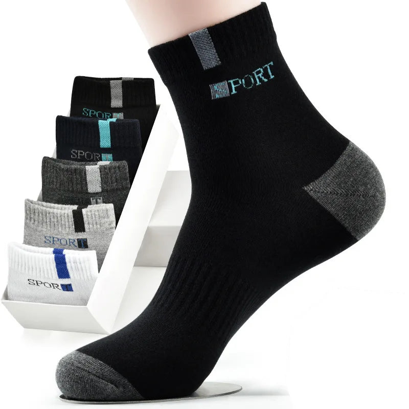 5/10 Pairs Men’s Bamboo Fiber Sports Socks – Breathable Cotton Crew Socks - 3KDyn
